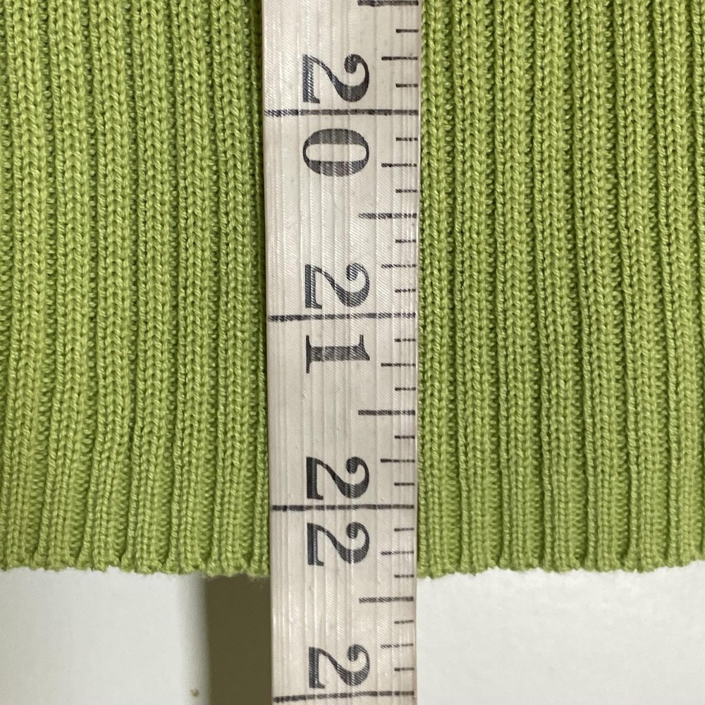 Escapade Jacket Womens Medium Green Leather Ribbed Knit Full Zip Lined - Picture 16 of 16